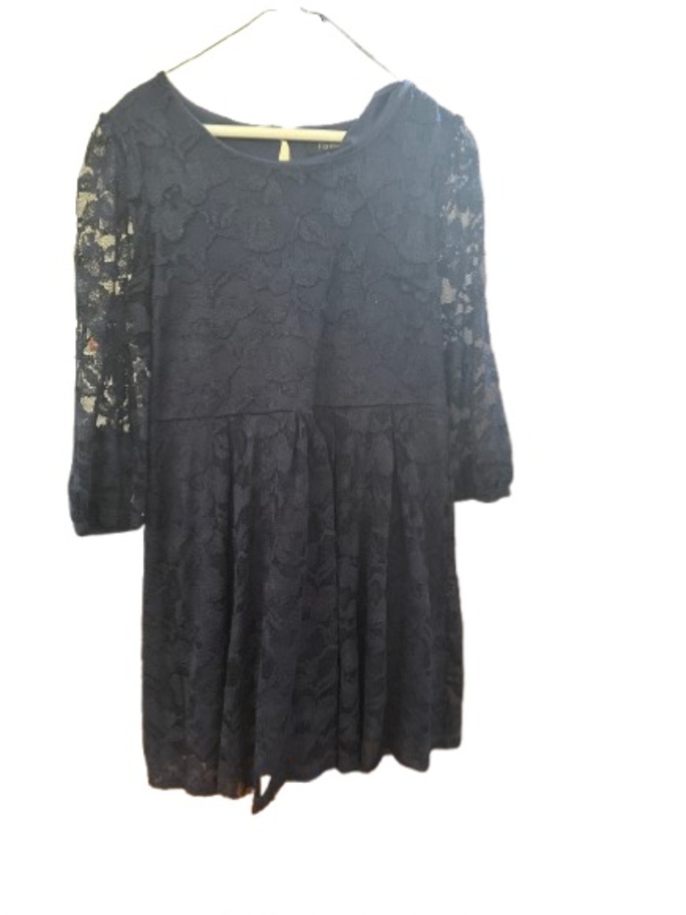 Forever 21 Navy Lace Long Sleeve Fit & Flare Dress